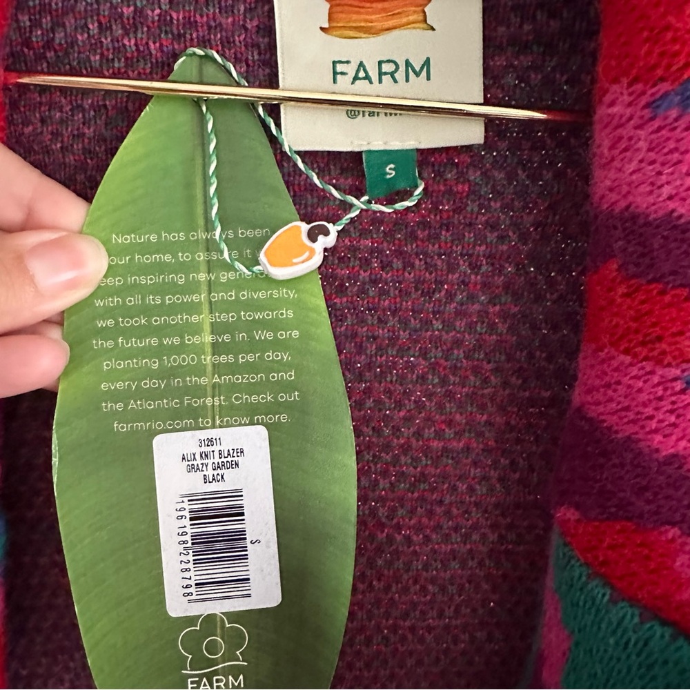 FARM Rio Colorful Monstera Plant Knit Blazer - Small NWT - Picture 2 of 3